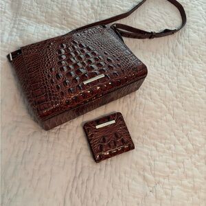 Beautiful Brahmin Brown Crocodile Handbag and Wallet Set - Practically Brand New